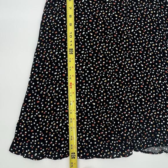 Reformation Polka Dot Midi Skirt Black Multicolor A-Line Size 2 Small - Picture 5 of 6